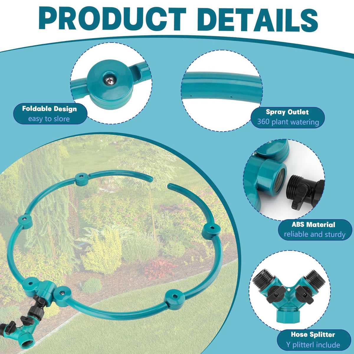 2Pcs 360° Tree Water System Tree Watering Ring 13 Inch Circle Sprinkler and Irrigation System Targeted Water with Y Hose Splitter for New Tree Outdoor Plants Raised Garden Beds Shrubs (Green, Small)