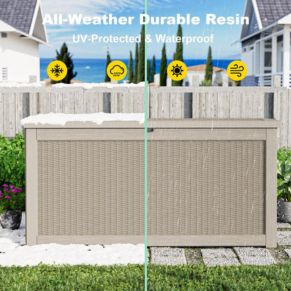 30 Gallon Outdoor Deck Box, Lockable Waterproof Outdoor Storage Boxes For Garden Tools,Indoor Cushions,Accessories Outside Storage Resin Weatherproof Container(Black)