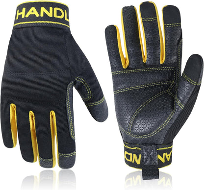Work Gloves for Men & Women, Utility Mechanic Working Gloves Touch Screen, Flexible Gardening Gloves for Yard