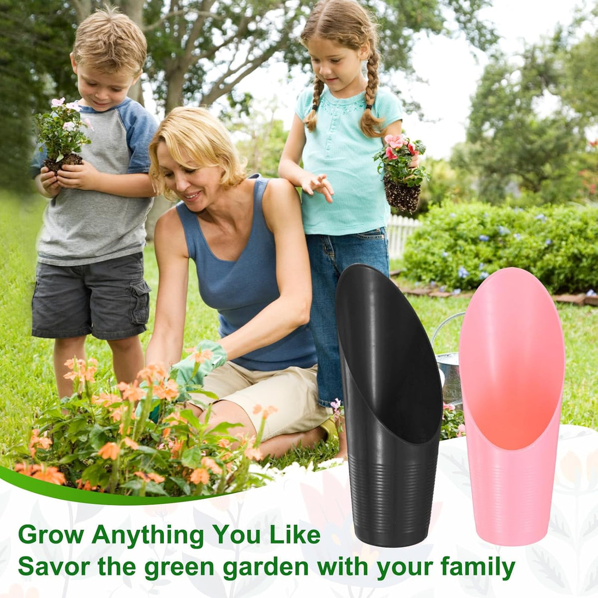 M METERXITY 18-Pack Bonsai Soil Scoops, Plastic Garden Soil Scoops Bucket Shovel Potting Scoopers for Transplanting/Flower Planting/Plant Succulent, Colorful Small Gardening Tools [Multicolor]