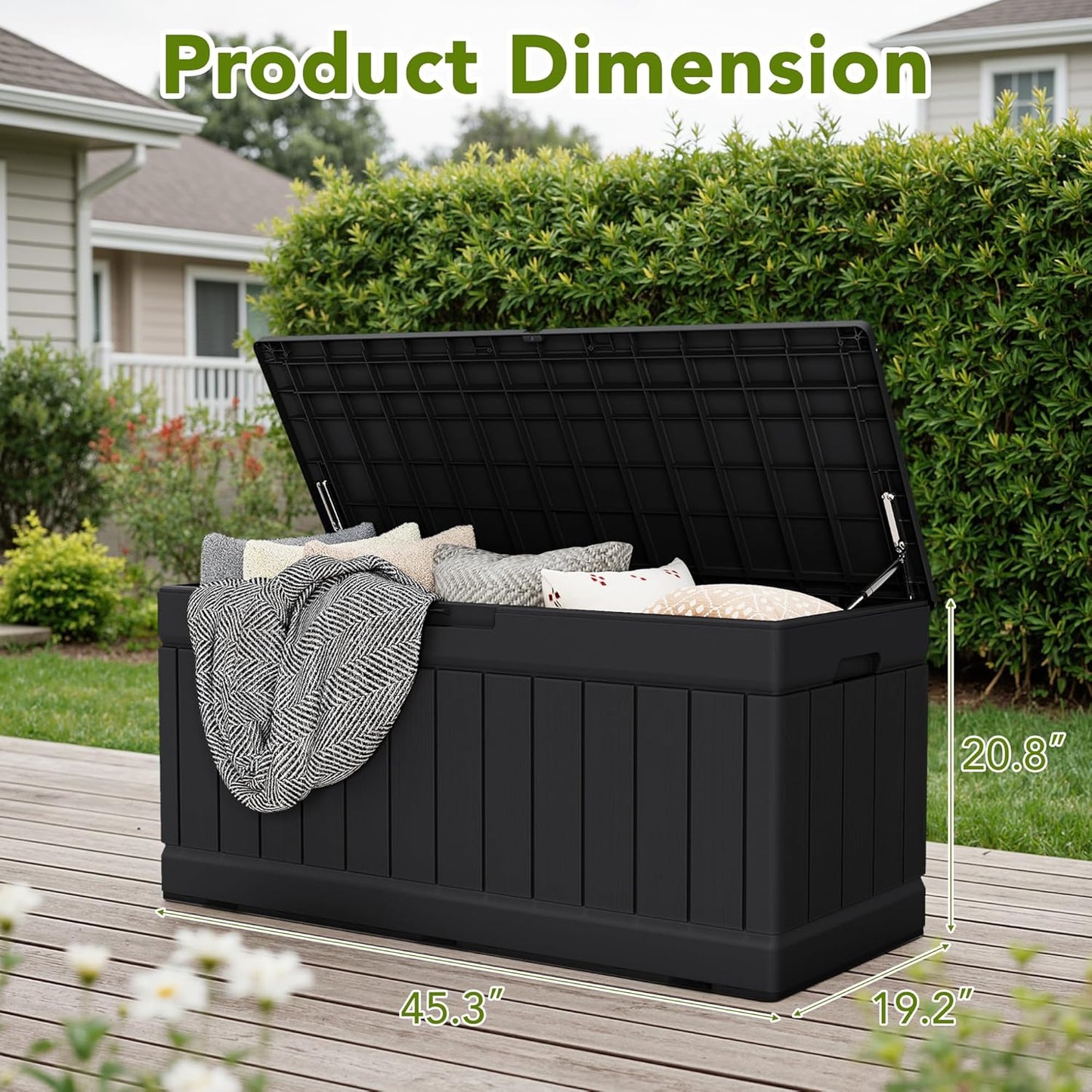 30 Gallon Resin Deck Box Waterproof Outdoor Storage Box for Patio Furniture Pool Accessories Indoor Storage for Cushion Garden Tools (30 Gallon, Black)