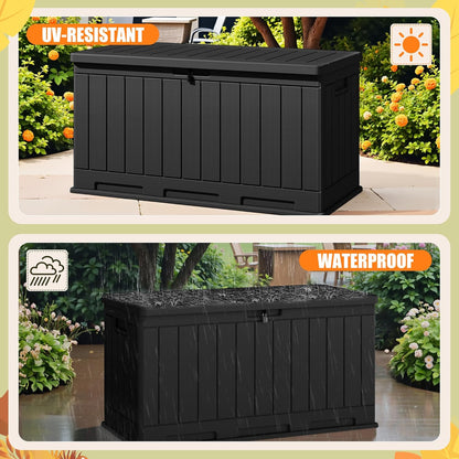 30 Gallon Resin Deck Box Waterproof Outdoor Storage Box for Patio Furniture Pool Accessories Indoor Storage for Cushion Garden Tools (30 Gallon, Black)