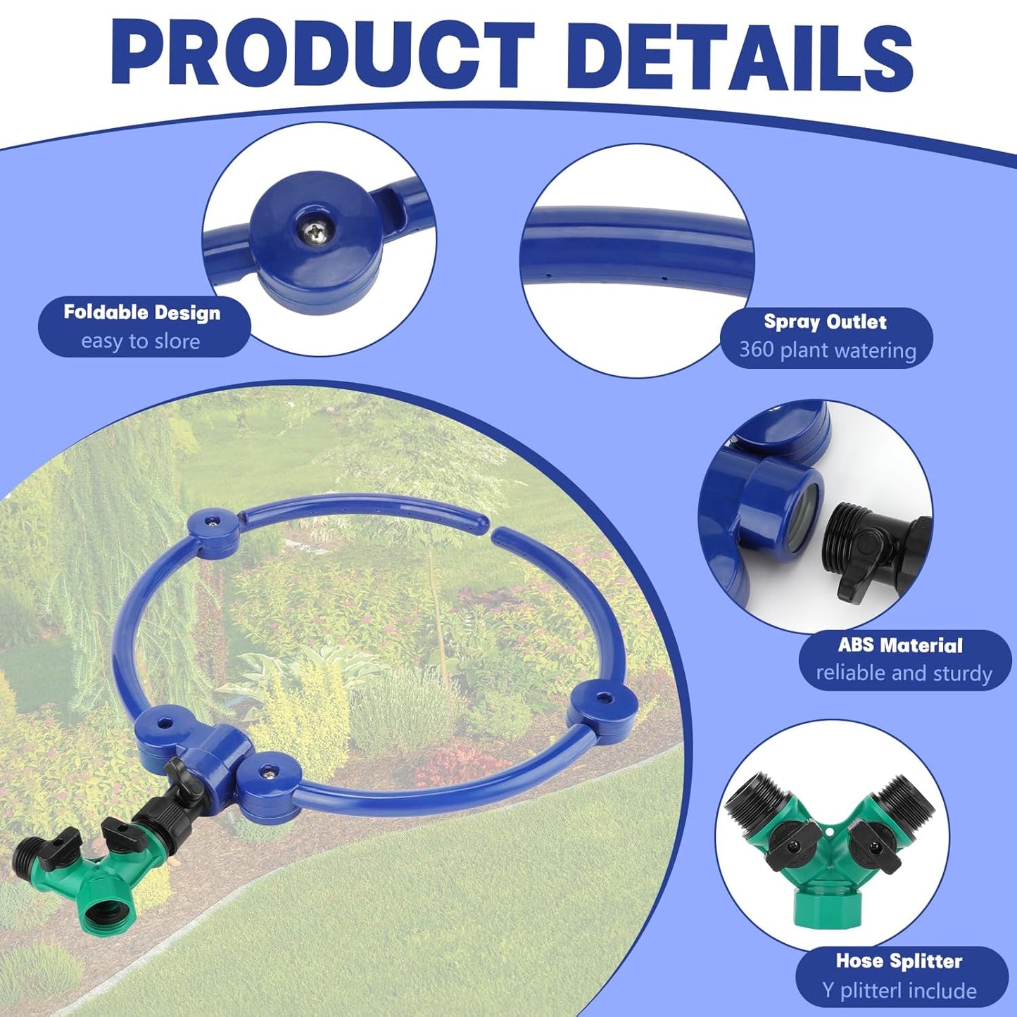 2Pcs 360° Tree Water System Tree Watering Ring 13 Inch Circle Sprinkler and Irrigation System Targeted Water with Y Hose Splitter for New Tree Outdoor Plants Raised Garden Beds Shrubs (Green, Small)