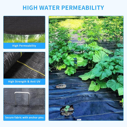 4ft x300ft Black Weed Barrier 3.5oz Landscape Premium Fabric-Heavy Duty Woven Ground Cloth with Superior Permeability Weed Control Convenient Design - Colors BF