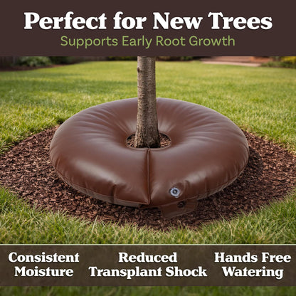 15 Gallon Tree Watering Ring - Heavy Duty PVC Round Reusable Refillable Automatic Drip Irrigation System for Shrubs, Sapling, or Small Tree Watering Bags Slow Release by Pure Garden