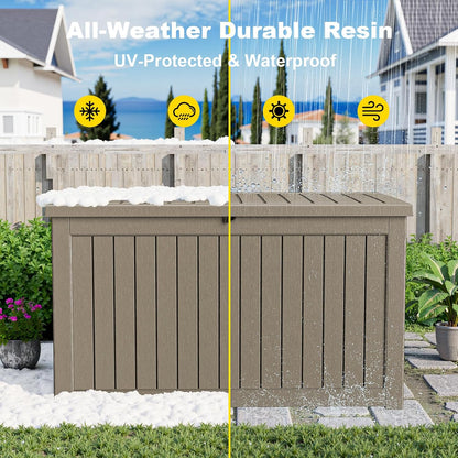 30 Gallon Outdoor Deck Box, Lockable Waterproof Outdoor Storage Boxes For Garden Tools,Indoor Cushions,Accessories Outside Storage Resin Weatherproof Container(Black)