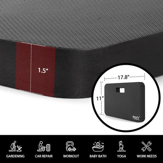 NETANY Extra Thick Kneeling Pad for Gardening, Comfortable Knee Pad Cushion, Extra Large Foam Kneeler Mat for Gardening, Baby Bath, Workout, Exercise & Yoga, Mechanic, 17.8 x 11 x 1.5 in, Black