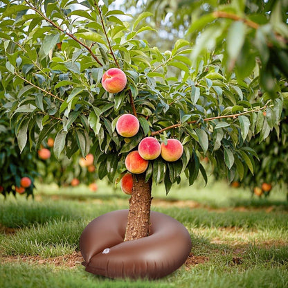 TezhiIe 2 Pack 25 Gallon Tree Watering Bags, Brown Reusable PVC Watering Donuts for Trees, Deep Root & Low-Profile Slow Release Watering Ring Bag, for Newly Planted, Multi-Trunk or Evergreen Tree