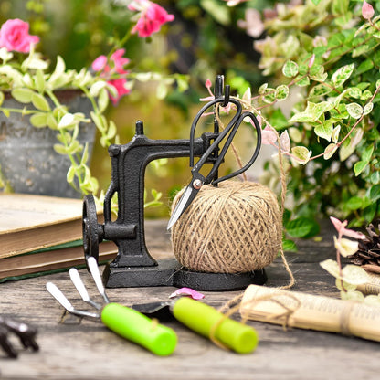 Sungmor Cast Iron Garden Twine Holder Set - 1300ft. Natural Jute Twine String & Rope Rack & Scissors - Decorative & Practical Home Arts Crafts Tools for Picture Display Gift Wrapping Packing Gardening