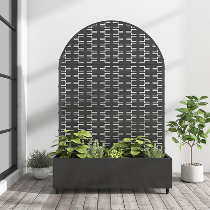 Casaphoria Metal Raised Garden Bed with Trellis and Wheels, 72"x47"x16" Planter Box for Climbing Plants, Vegetables & Vines, Features Drainage Holes and Privacy Screen (Black-Louver) - Colors C