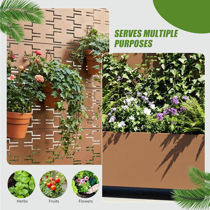 Casaphoria Metal Raised Garden Bed with Trellis and Wheels, 72"x47"x16" Planter Box for Climbing Plants, Vegetables & Vines, Features Drainage Holes and Privacy Screen (Black-Louver) - Colors A