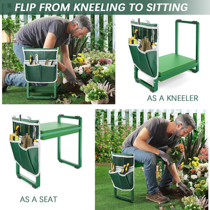 FLINTER Wider Garden Kneeler and Seat, Heavy Duty Thick Gardening Bench for Kneeling and Seat - Garden Kneelers for Seniors, Gardening Stools for Women, Grandparents, Gardeners, Black