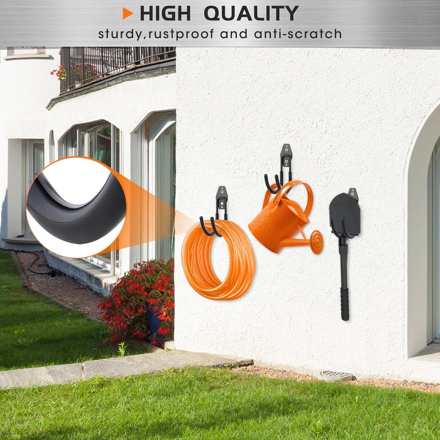 Hose Hanger Wall Mount 2 Pack,Heavy Duty Hose Holder with Screws Metal Hose Hangers for Outside,Hose Rack Suitable for Garage,Garden and Yard