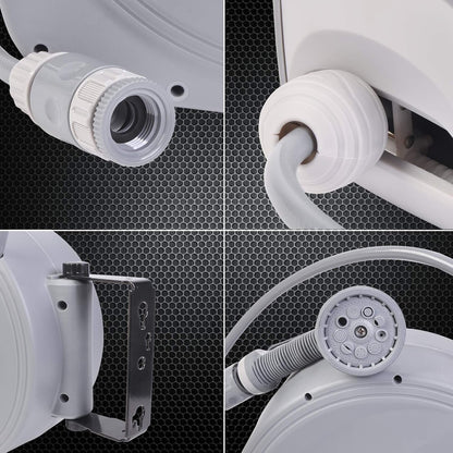 Retractable Garden Water Hose Reel Storage Gun Rewind Wall Mount 32Feet/65Feet/100Feet (65 Feet)
