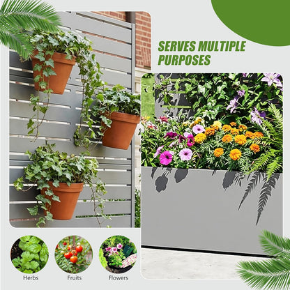 Casaphoria Metal Raised Garden Bed with Trellis and Wheels, 72"x47"x16" Planter Box for Climbing Plants, Vegetables & Vines, Features Drainage Holes and Privacy Screen (Black-Louver) - Colors A