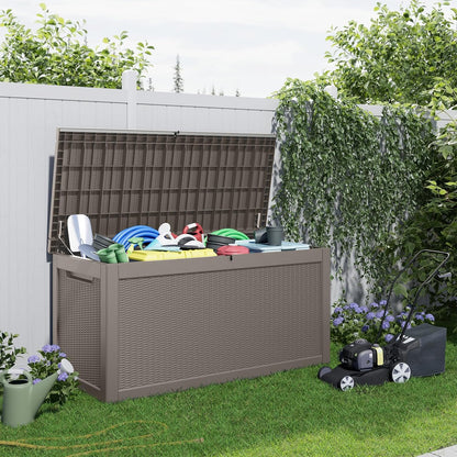 30 Gallon Outdoor Deck Box, Lockable Waterproof Outdoor Storage Boxes For Garden Tools,Indoor Cushions,Accessories Outside Storage Resin Weatherproof Container(Black)
