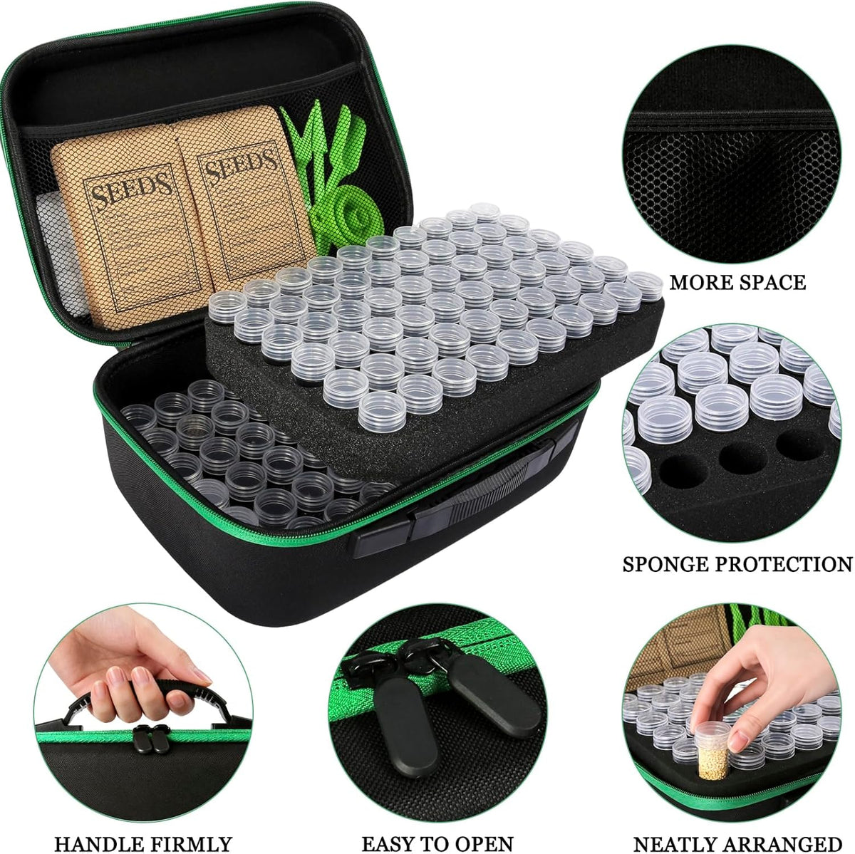 Seed Storage Organizer Box 60 Slots, with 20 Envelopes and Small Tool, Sturdy Seeds Saving Seed Bank Container Kit (Seeds not Included)