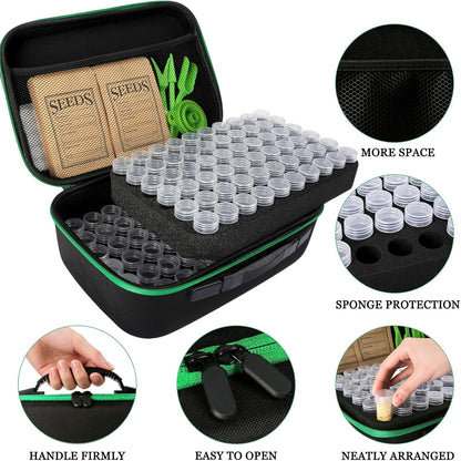 Seed Storage Organizer Box 60 Slots, with 20 Envelopes and Small Tool, Sturdy Seeds Saving Seed Bank Container Kit (Seeds not Included)