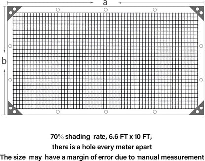 winemana 70% Shade Cloth 10x20 FT - Durable UV Blocking Mesh Tarp for Garden, Patio, Greenhouse & Chicken Coop - Sun Shade Cover with Grommets for Plants, Dog Kennel, Outdoor Use