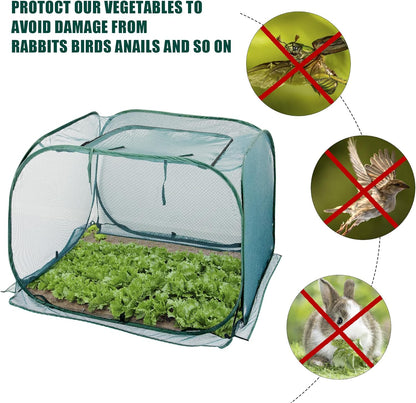 ANC POP Pop Up Mesh Plant Cover,40'' x 40'' x 30'' Plant Protector for Raised Garden & Flower Bed, Net Cage Plant Guard for Fruits, Vegetables, Seedlings and Herbs, 8 Ground Stakes for Fixing