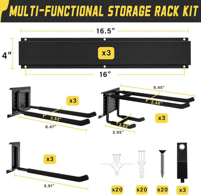 klasit Garage Wall Organizer,15Pack Carries 675 lbs,Garden Tool Organizer 48in With Large Storage Space,Easy Assembly, Sturdy Design,for Efficient Tool Storage Garage Organization | Carries 675 lbs