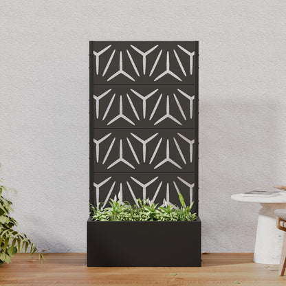 Casaphoria Metal Raised Garden Bed with Trellis and Wheels, 72"x47"x16" Planter Box for Climbing Plants, Vegetables & Vines, Features Drainage Holes and Privacy Screen (Black-Louver) - Colors A