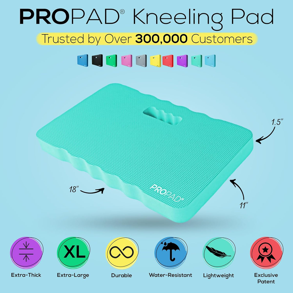 Thick Kneeling Pad, Garden Kneeler for Gardening, Bath Kneeler for Baby Bath, Kneeling Mat for Exercise & Yoga, Knee Pad for Work, Floor Foam Pad, Extra Large (XL) 18 x 11 x 1.5 Inches, Black