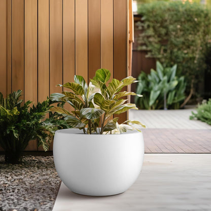 Large Round Bowl Vintage BRN Concrete Planter 19.9" Dia, Outdoor
