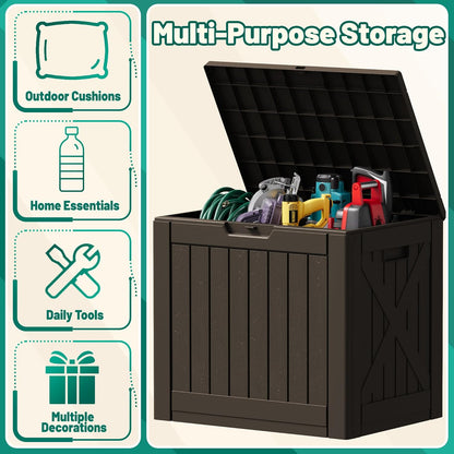 30 Gallon Resin Deck Box Waterproof Outdoor Storage Box for Patio Furniture Pool Accessories Indoor Storage for Cushion Garden Tools (30 Gallon, Black)
