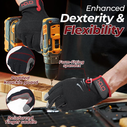 Work Gloves for Men & Women, Utility Mechanic Working Gloves Touch Screen, Flexible Gardening Gloves for Yard