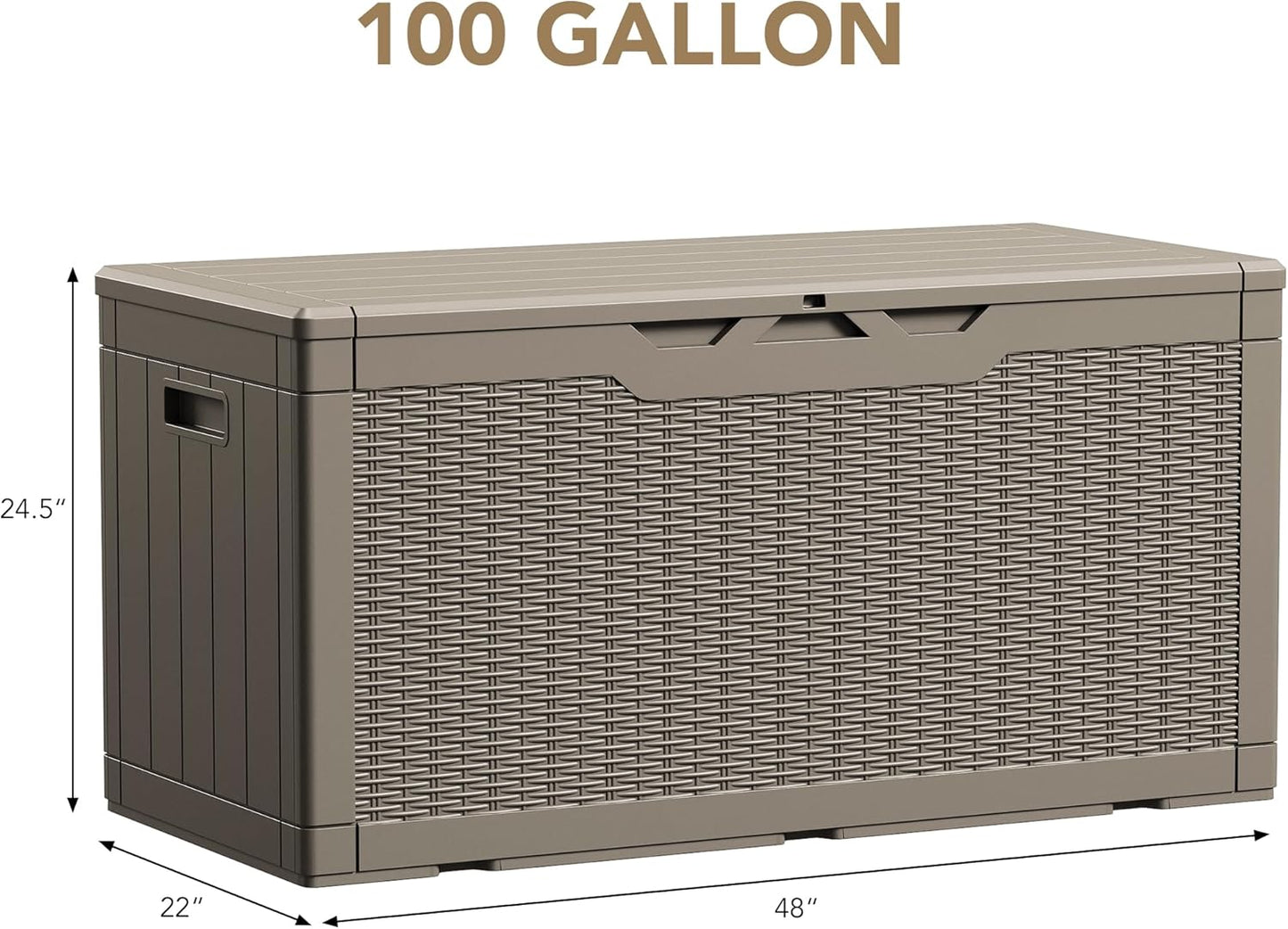 Devoko 100 Gallon Waterproof Large Resin Deck Box Indoor Outdoor Lockable Storage Container for Patio Furniture Cushions Garden Tools (100 Gallon, Black)