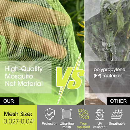 Fruit Tree Netting, RIFNY 3.9 X 3.3 FT Blueberry Bush Netting Cover with Zipper Drawstring, Outdoor Mosquito Net Garden Netting Cover Protector Plant from Birds Cicadas Animals Insect (4 PCS, White)