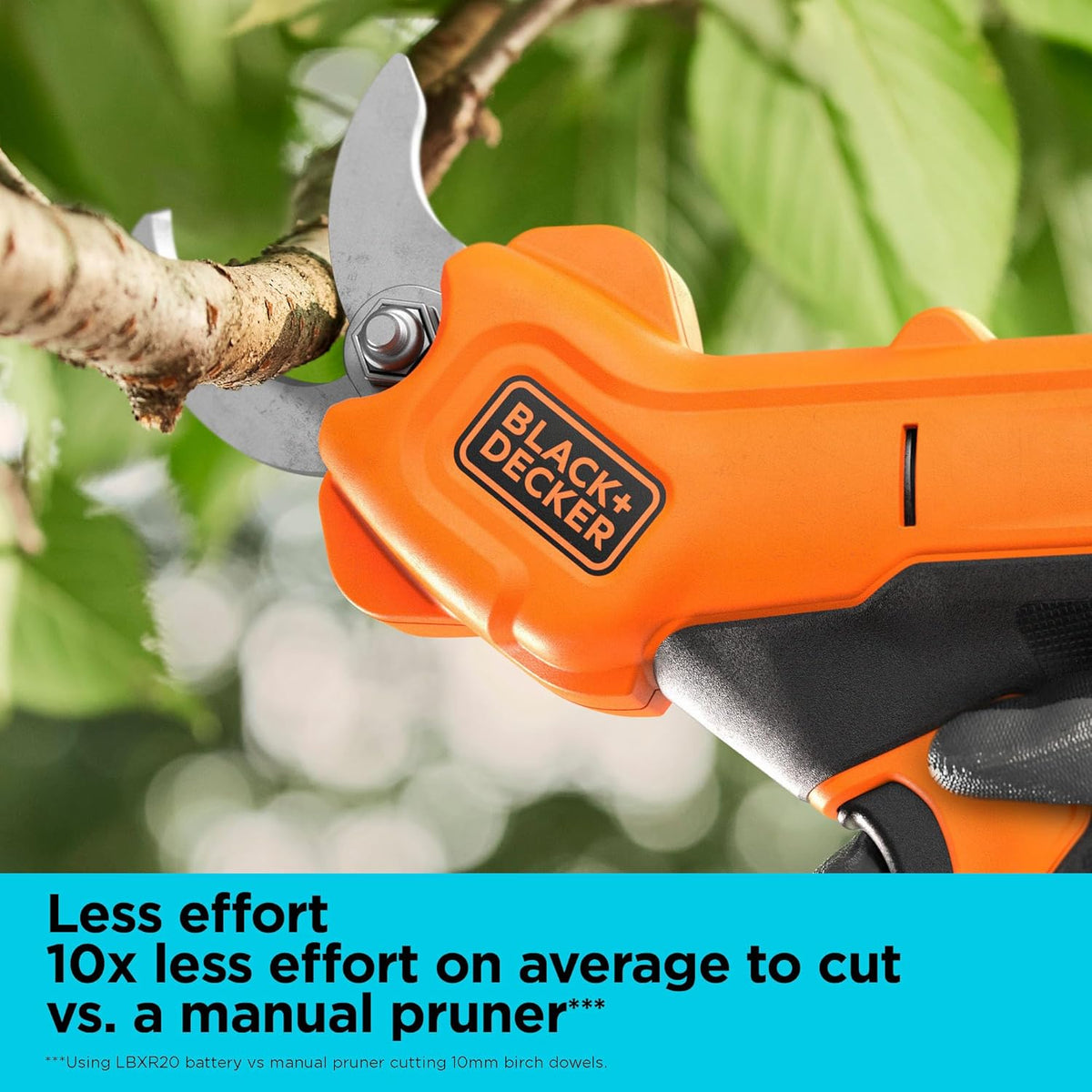BLACK+DECKER 20V MAX* Cordless Pruner Electric Pruning Shears, Battery and Charger Included, 900 Cuts Per Charge, Electric Pruner, Tool Free Blade Change (BCPR320C1)