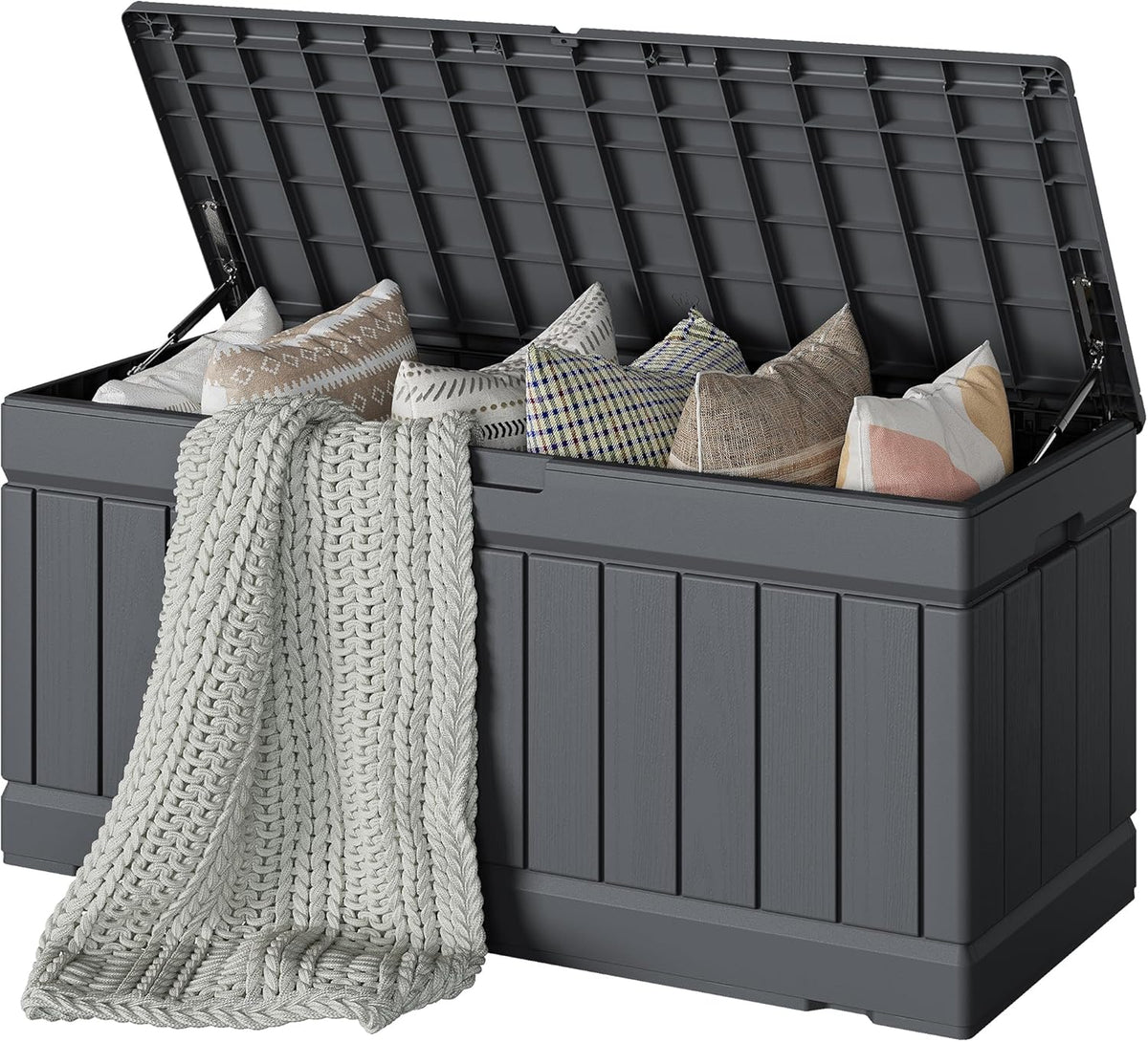 30 Gallon Resin Deck Box Waterproof Outdoor Storage Box for Patio Furniture Pool Accessories Indoor Storage for Cushion Garden Tools (30 Gallon, Black)