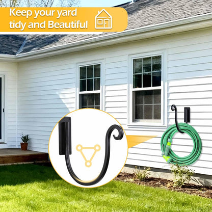 Hose Holders Wall Mount - Heavy-Duty Metal Garden Hose Hanger for Outside - Rust-Proof Hanging Hose Rack Hook Mount for Water Hose (2PCS)