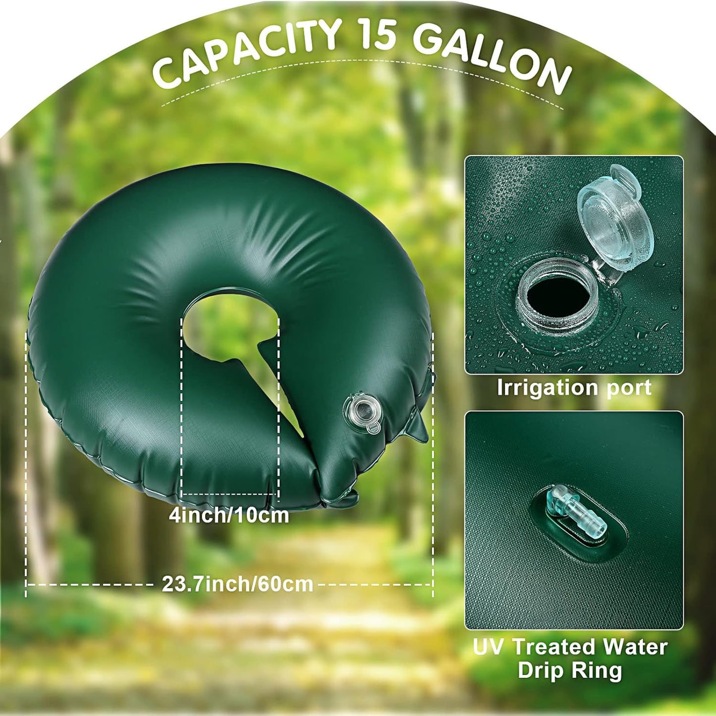 TaoBary 4 Pcs 10 Gallon Tree Watering Ring Bag Slow Release Watering Bag Deep Root Automatic Drip System PVC Drip Irrigation Pouch Donuts for Newly Planted Multi Trunk Trees Shrubs (Black)