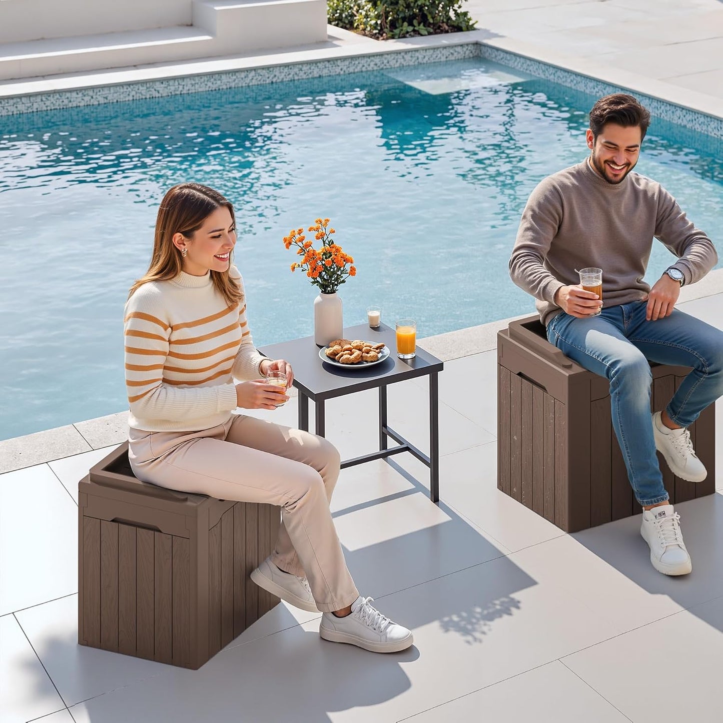 30 Gallon Resin Deck Box Waterproof Outdoor Storage Box for Patio Furniture Pool Accessories Indoor Storage for Cushion Garden Tools (30 Gallon, Black)