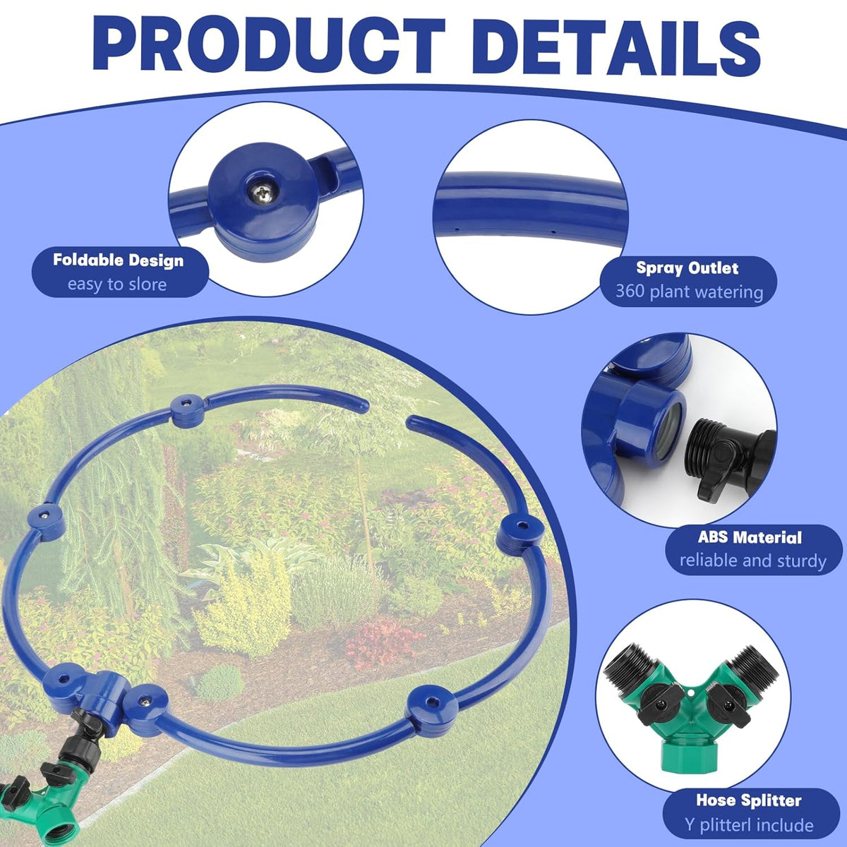2Pcs 360° Tree Water System Tree Watering Ring 13 Inch Circle Sprinkler and Irrigation System Targeted Water with Y Hose Splitter for New Tree Outdoor Plants Raised Garden Beds Shrubs (Green, Small)