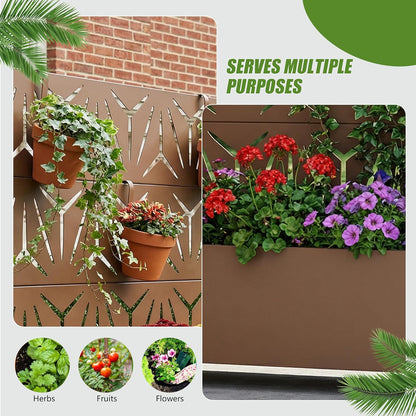 Casaphoria Metal Raised Garden Bed with Trellis and Wheels, 72"x47"x16" Planter Box for Climbing Plants, Vegetables & Vines, Features Drainage Holes and Privacy Screen (Black-Louver) - Colors B