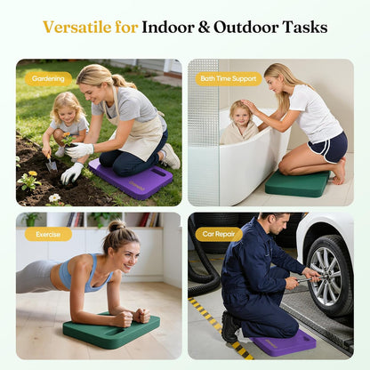 Grenebo 2-Pack 1.6" Extra Thick NBR Foam Garden Kneeling Pads, Ultra Soft Cushion Kneeling Pads for Gardening, Gardening Kneeling Pad for Baby Bathing, Work, Exercise, 17.3×11×1.6 in, Green