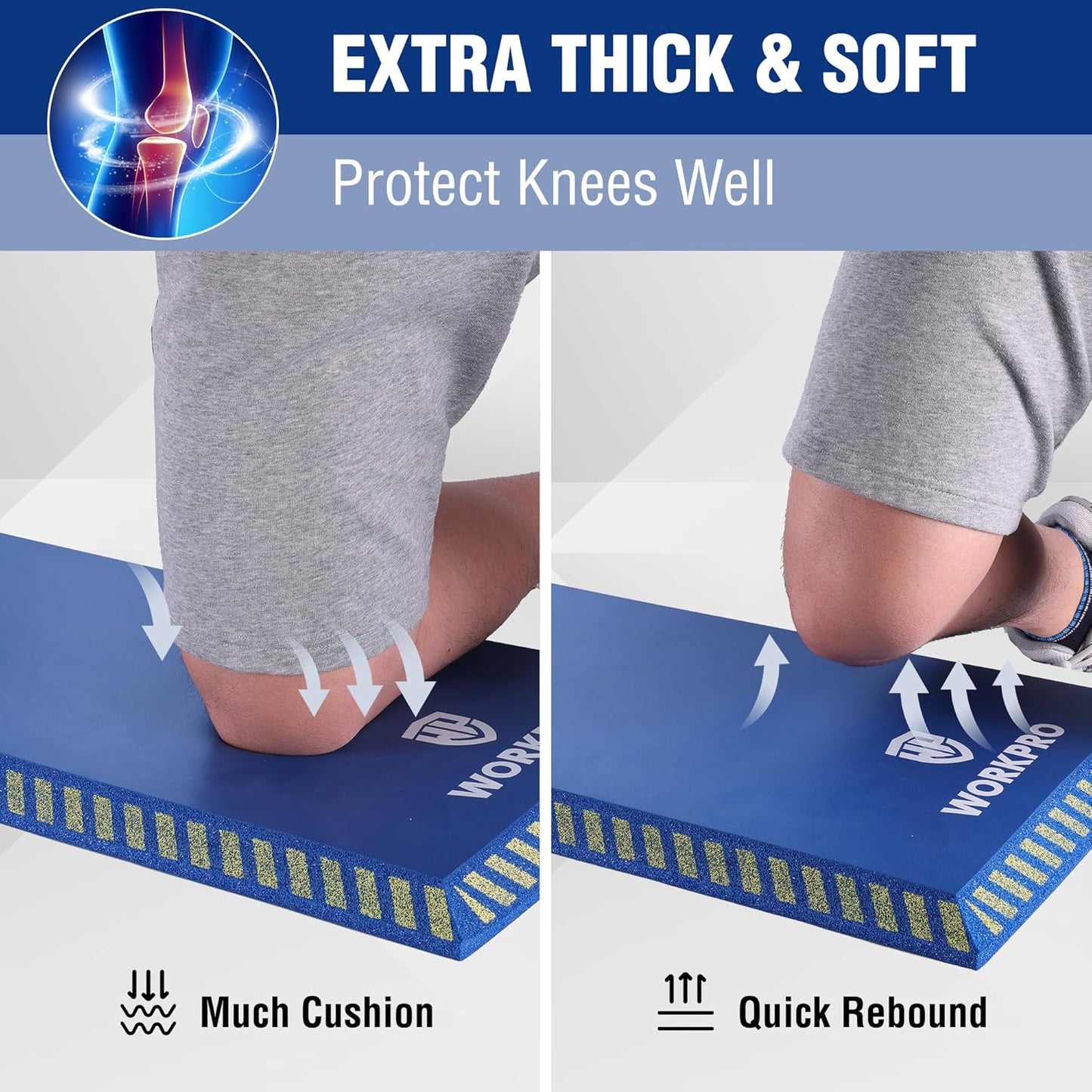 WORKPRO Extra Thick Kneeling Pad, Soft NBR Foam Knee Cushioning, Extra Large Foam Kneeler Mat for Auto-Repair, Gardening, Workout Supplies, 28 x 16 x 1.2in, Black