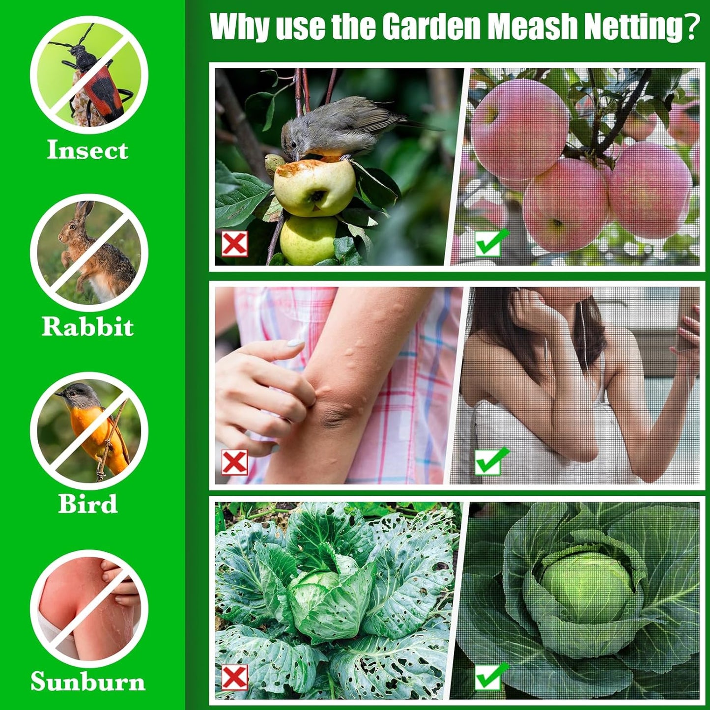 Heavy-Duty Garden Mesh Netting 9.8 x 16.4ft – Upgraded Strong Plant Protection Screen, Reusable Pest & Bird Barrier, Breathable Shade Mesh Cover for Vegetables, Fruits & Flower Beds