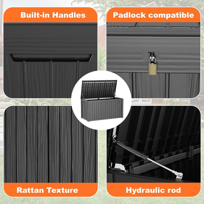 30 Gallon Outdoor Deck Box, Lockable Waterproof Outdoor Storage Boxes For Garden Tools,Indoor Cushions,Accessories Outside Storage Resin Weatherproof Container(Black)