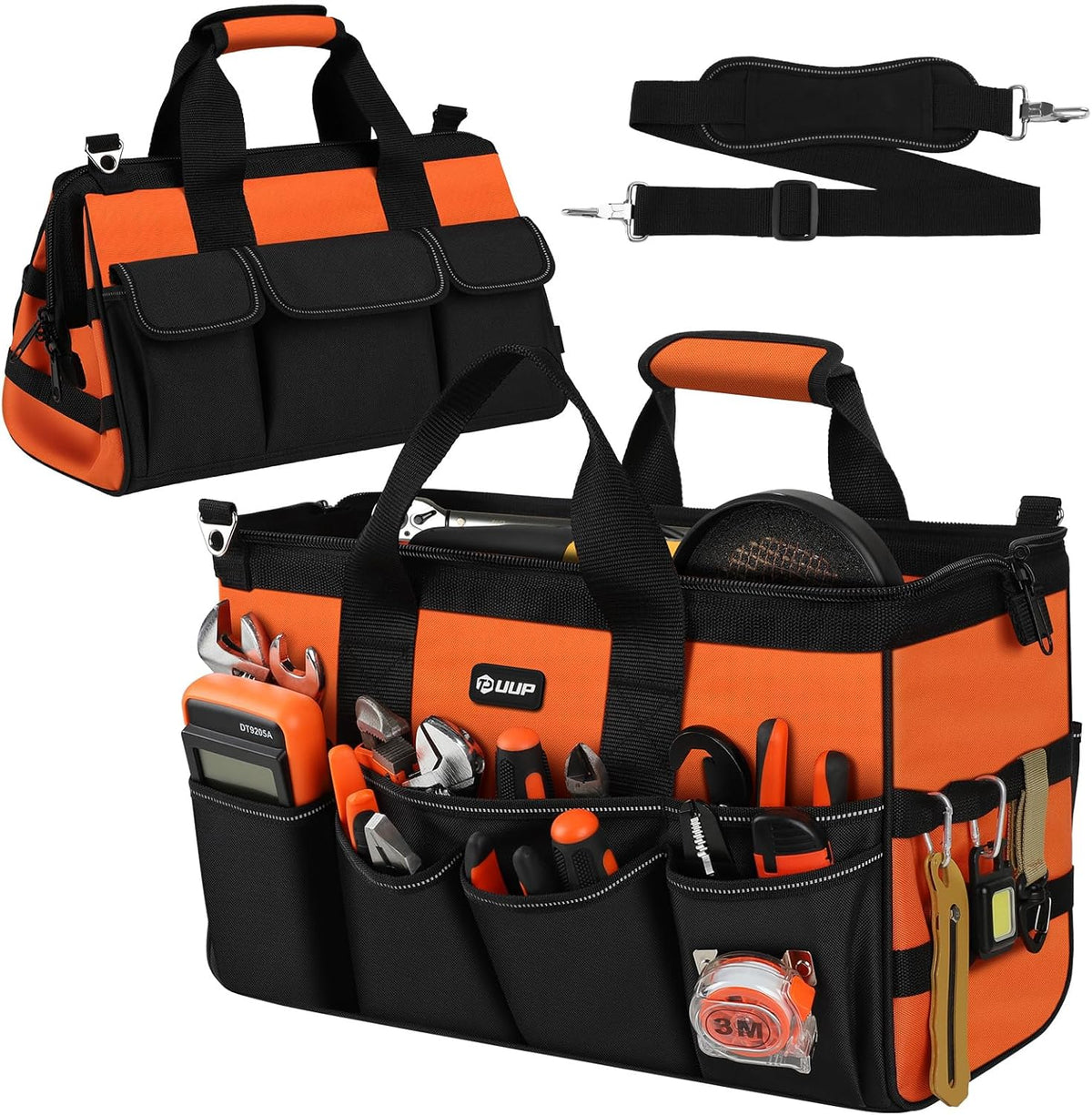 UUP Heavy Duty Tool Bag 15-Inch, 16-Pocket Portable Empty Tool Box Organizer, Big Storage Toolbox Organization, Soft Handle Large Zipper Carrying Toolbag, Father Day Gifts for Him Dad Men, Green