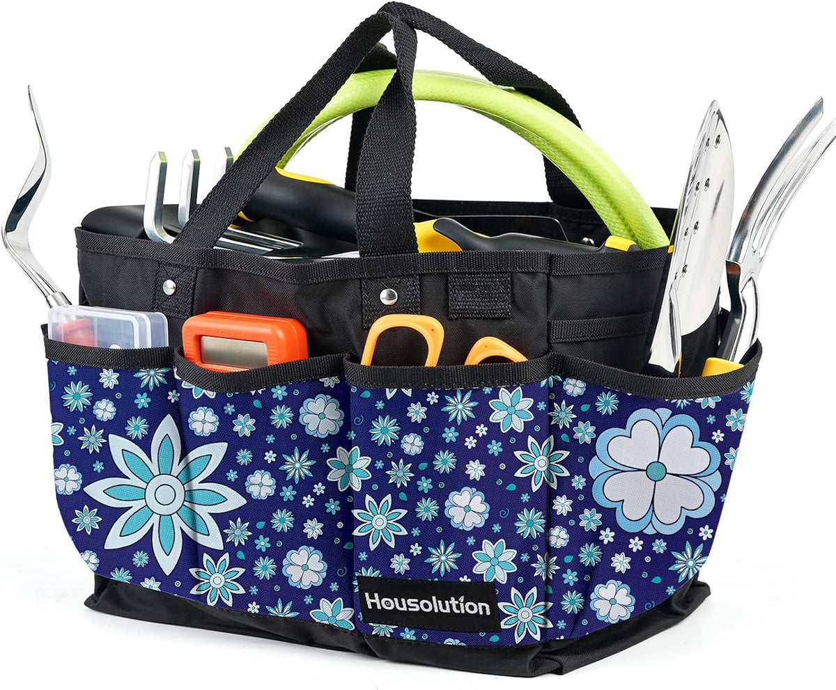 Housolution Gardening Tote Bag, Deluxe Garden Tool Storage Bag and Home Organizer with Pockets, Wear-Resistant & Reusable, 14 Inch, Pink
