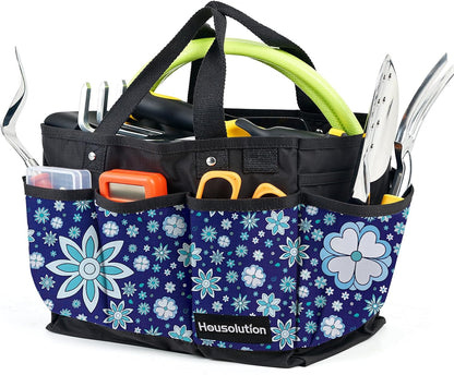 Housolution Gardening Tote Bag, Deluxe Garden Tool Storage Bag and Home Organizer with Pockets, Wear-Resistant & Reusable, 14 Inch, Pink