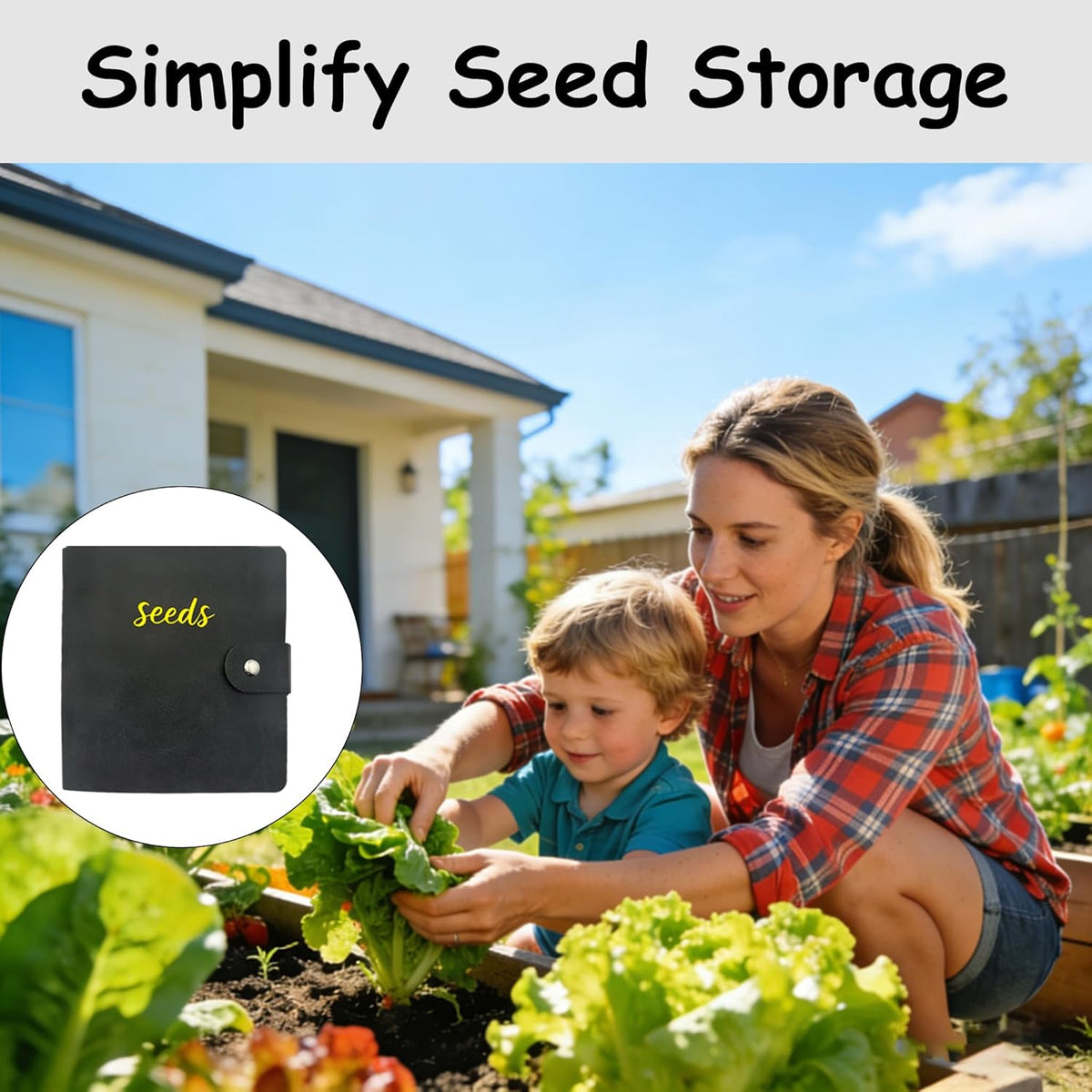 Seed Storage Organizer Binder, 3 Ring Seed Packet Organizer with 100 Pockets(25 Pack Clear Sheet Protectors), Garden Seed Holder Book for Envelopes, Seed Saving Keeper, Green