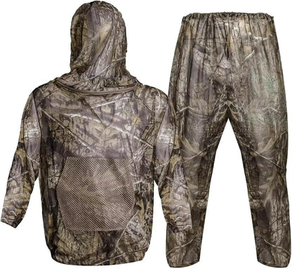 Mosquito Netting Suit Bug Net Mesh Clothing with Hood Outdoor Garden Hunting Camo Protection from Fly Insects Bugs