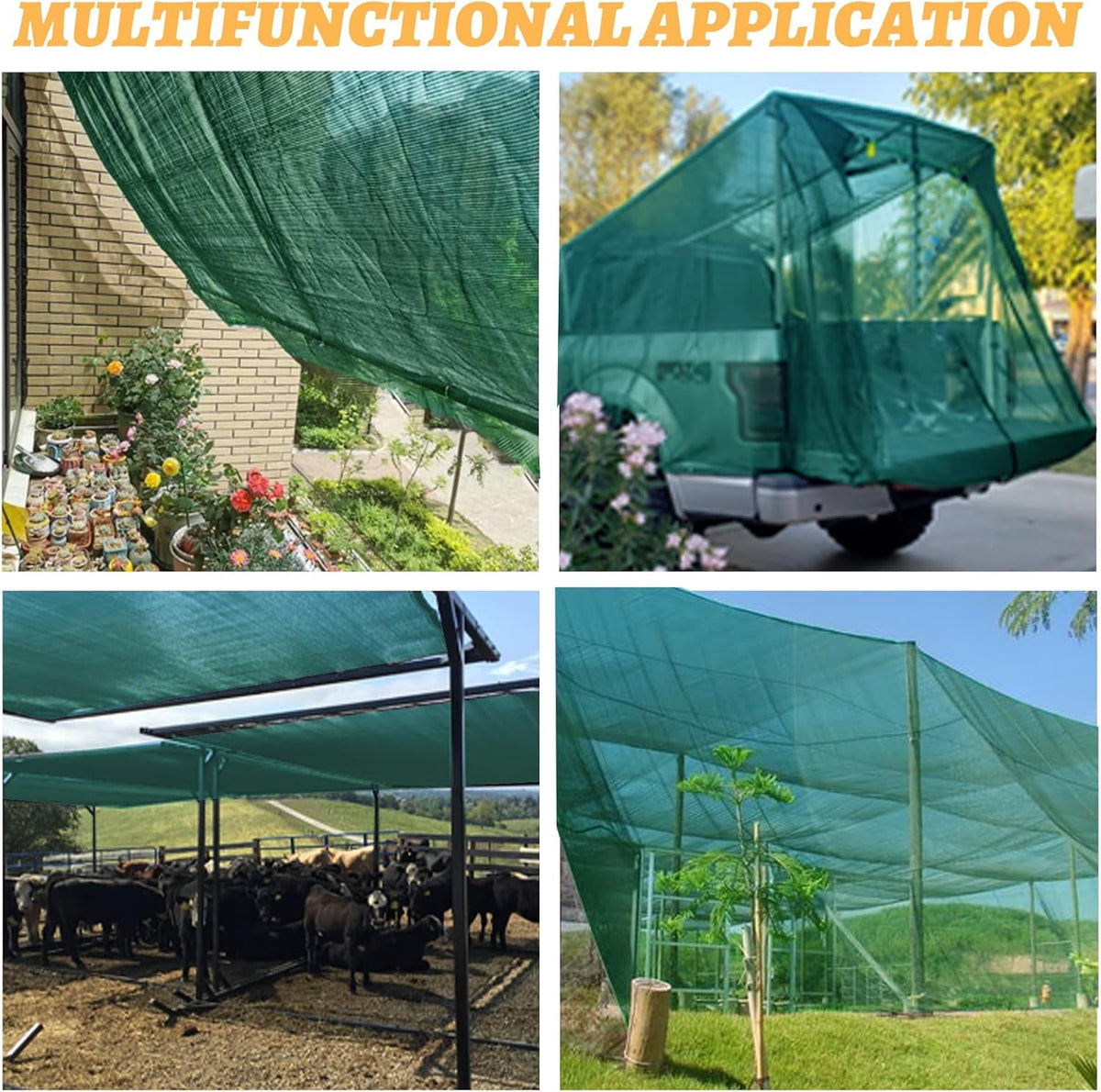 Cool Area 55% 6.5x10ft Sunblock Shade Cloth Cover Mesh UV Resistant Net for Garden Flower Plant Greenhouse, Black