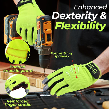Work Gloves for Men & Women, Utility Mechanic Working Gloves Touch Screen, Flexible Gardening Gloves for Yard